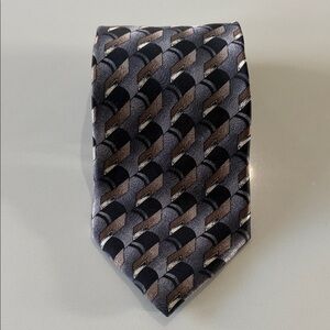 Designer Italian Men's Blue and Silver with Brown undertones 100% Silk Tie
